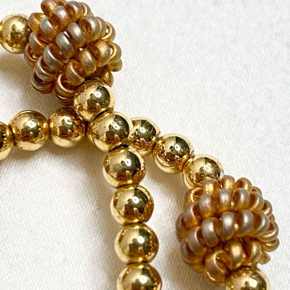 Anne Klein Station Choker Necklace Burnished Knots Over Gold Tone Ball Beads - Picture 4 of 9